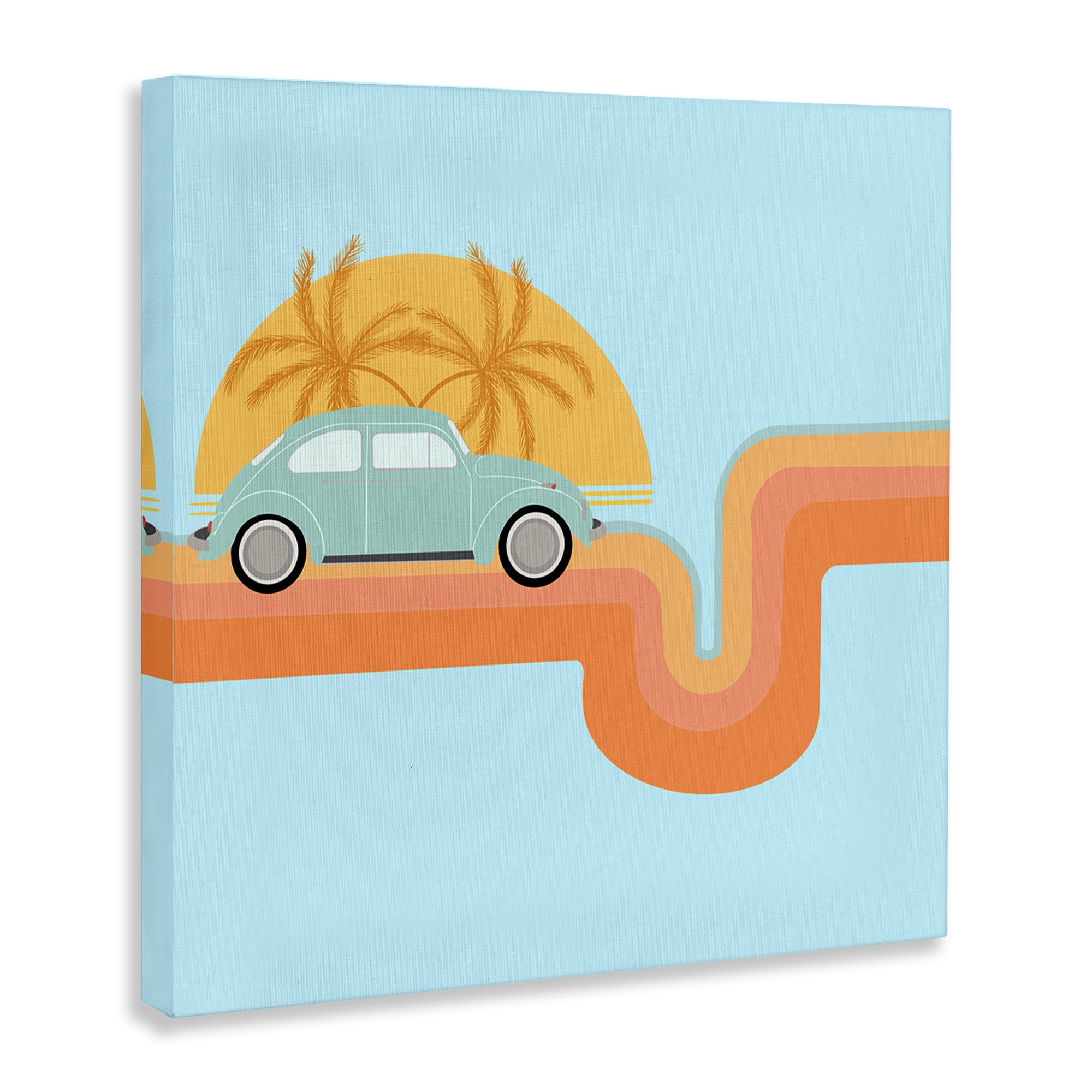 Stupell Industries Retro Tropical Cruisin' Transportation Painting Wrapped Canvas Art Print Wall Art, 17 x 17