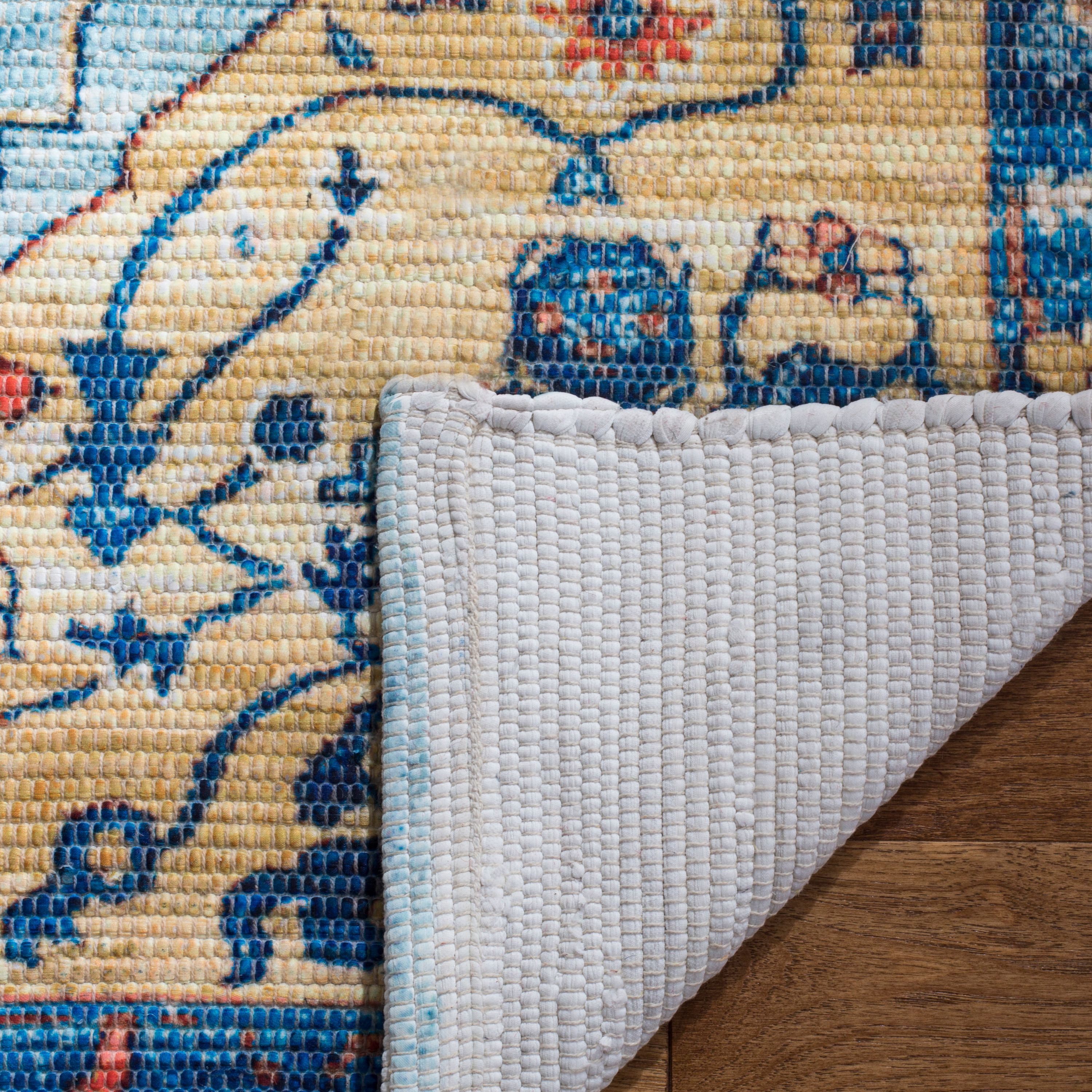 SAFAVIEH Saffron Denica Geometric Cotton Area Rug, Turquoise/Navy, 3' x 5'