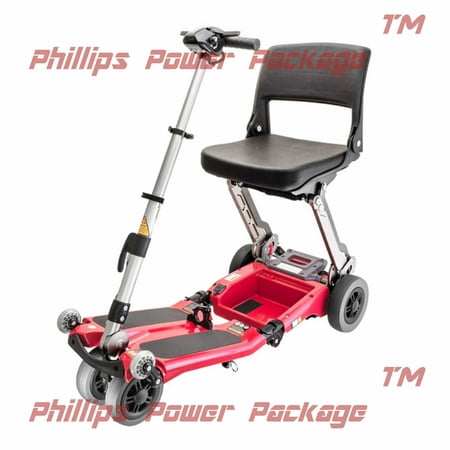Free Rider USA - Luggie Classic - Compact Lightweight Foldable Scooter - 4-Wheel - Cherry Red
