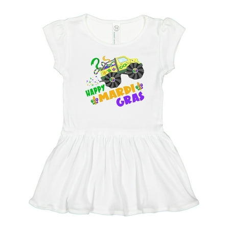 

Inktastic Happy Mardi Gras Monster Truck with Beads Gift Toddler Girl Dress