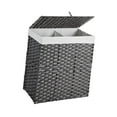 thumbnail image 4 of Cesta de lavandería ropa sucia cesta 2 divisores con organizador de tapa cesta de almacenamiento de cestería de lavandería independiente para sala de Gris, 4 of 8