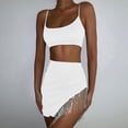 thumbnail image 2 of Bibifish Womens Skirt Sets Summer Party Club Elegant Sleeveless Cami Speckle Knit Tops And Fringe Bodycon Mini Skirt Casual Skirt Sets, 2 of 8