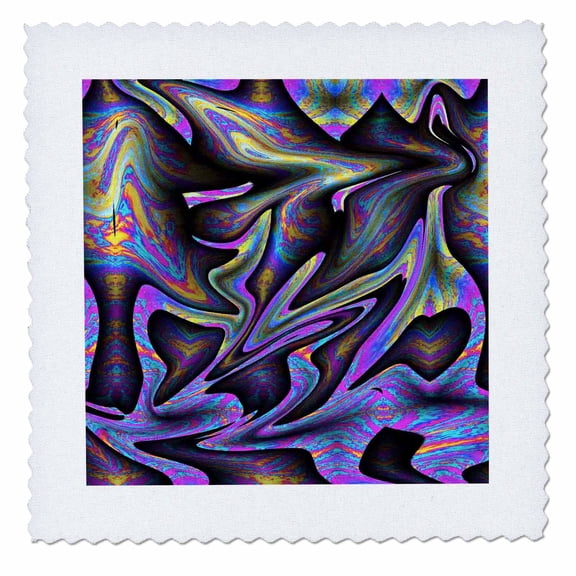 3dRose, Purple layers with greens, blues, yellows and reds pretty abstract, 12x12 inch quilt square