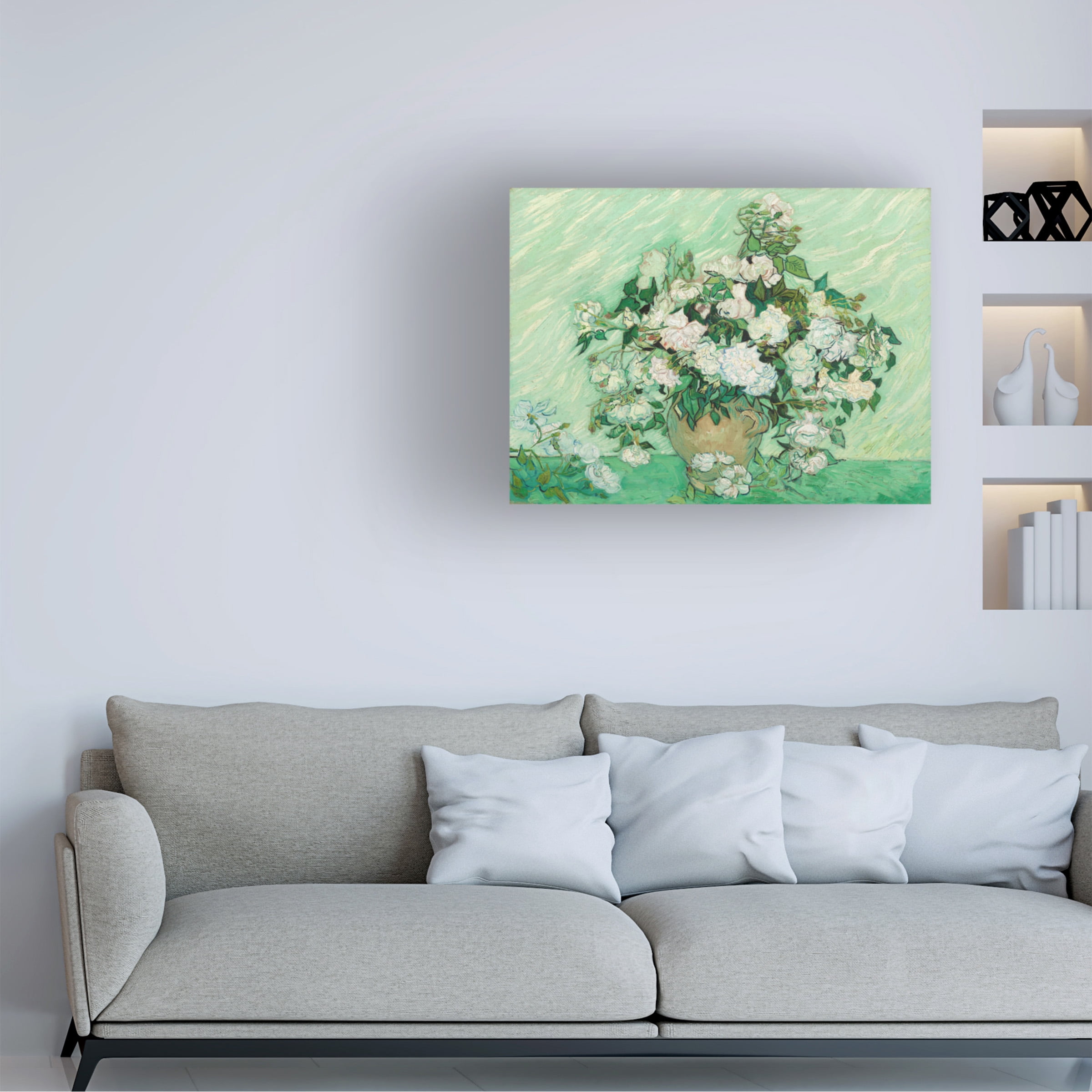 Canvas Wall Art - Masters Collection 'Roses Vincent Van Gogh' Wall Art for Living Room, Bedroom, or Office Décor by Trademark Fine Art - 32 x 24 Inches
