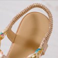 thumbnail image 4 of Ndbuld Womens Slides Sandals Soft Thick Sole Non-Slip Pillow Sandals House Slides for Women Ladies Slope Heel Sandals Summer Fish Mouth Elastic Sleeve Bohemian Rhinestone Beach Shoes Women Gold, 4 of 6