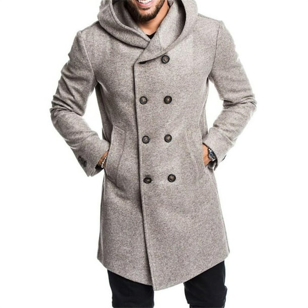 Overcoat Hoodie Gray 3xl, Pea Coat Hoodie Mens