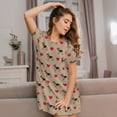 thumbnail image 3 of Fotbe German Shepherd Dog Bata de Dormir para Mujer con Estampado, Camisón de Algodón de Manga Corta, Ropa de Dormir Casual, 3 of 6
