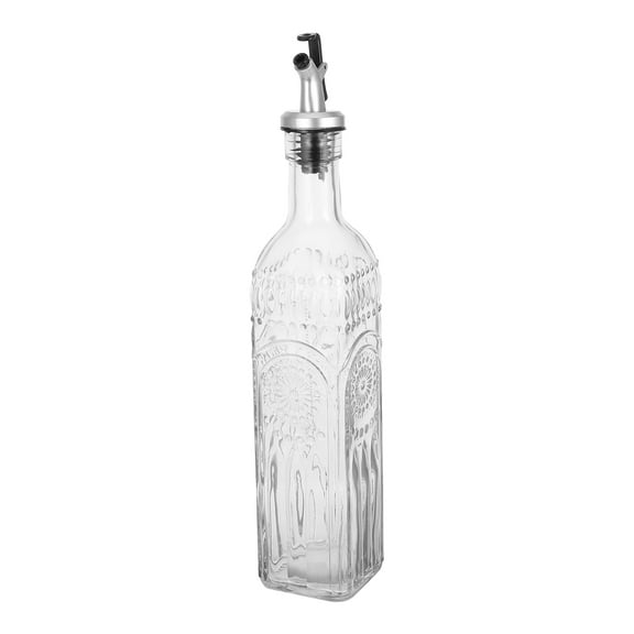 HOOWIFFY Elegant Carved Glass Oil Dispenser Bottle, Transparent Easy Pour Spout, Nonstick Design for Olive Oil and Condiments