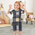 thumbnail image 5 of Dark Checkered Pattern Girls Short Sleeve Dress A Line Sun Protection Breathable Comfort Sundress 4T, 5 of 8