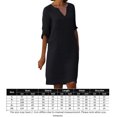 thumbnail image 2 of Vestido Vestido casual de mujer Vestido elegante de lino de algodón con manga 3/4 Vacaciones simples Cgtredaw Negro T M para Mujer, 2 of 8