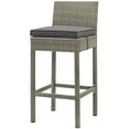 thumbnail image 3 of Contemporary Modern Urban Designer Outdoor Patio Balcony Garden Furniture Bar Side Stool Chair, Set of Two, Fabric Rattan Wicker, Dark Grey Gray, 3 of 4