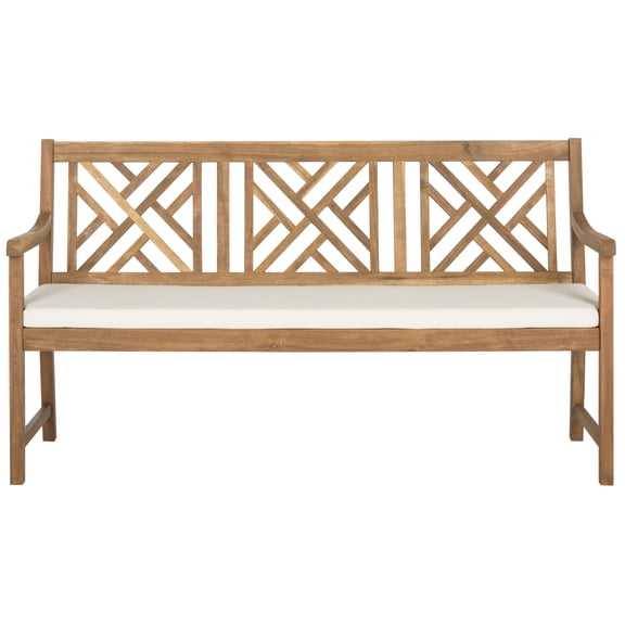 Safavieh Bradbury Outdoor Modern 3 Seat Garden Bench with Cushion