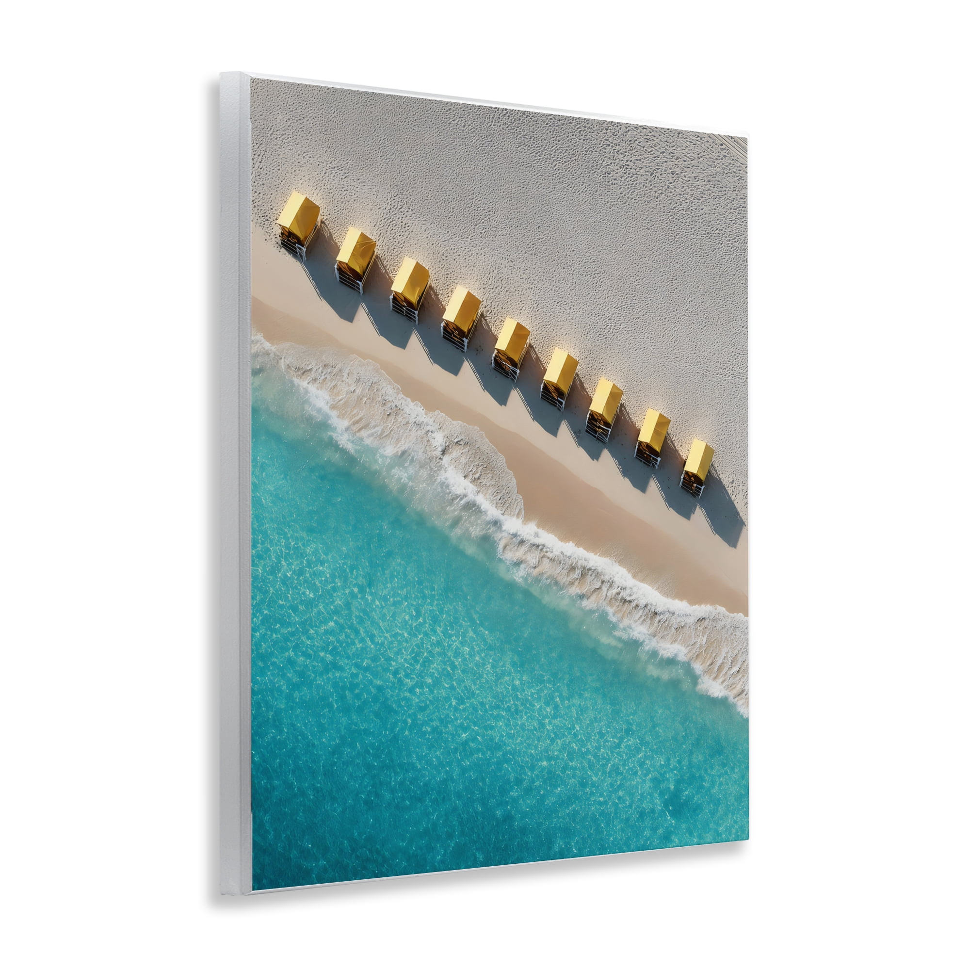 Stupell Industries Yellow Cabanas Along Shore Wall Plaque Art, design by Franklyn Gregory