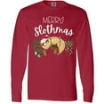 thumbnail image 3 of Inktastic Merry Slothmas Cute Christmas Sloth in Hat with Lights Long Sleeve T-Shirt, 3 of 5