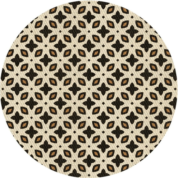 Ahgly Company Indoor Round Patterned Golden Blonde Gold Area Rugs, 7' Round
