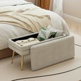 thumbnail image 2 of Gymax Velvet Upholstered Storage Bench Bedroom Ottoman Bench w/ Removable Top Grey, 2 of 10