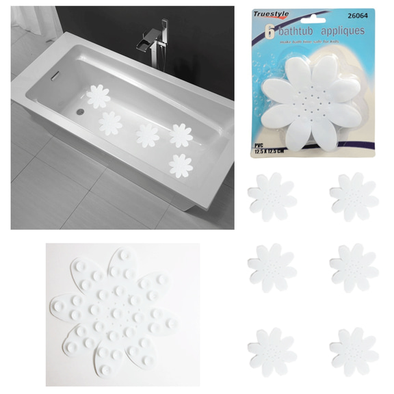 6 Bathtub Flower Safety Decals Sticker Treads Non Slip Anti Skid Shower Applique