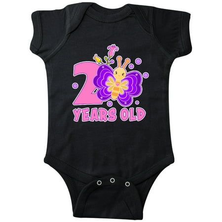 

Inktastic 2 years old with Butterfly and Flowers Gift Baby Girl Bodysuit