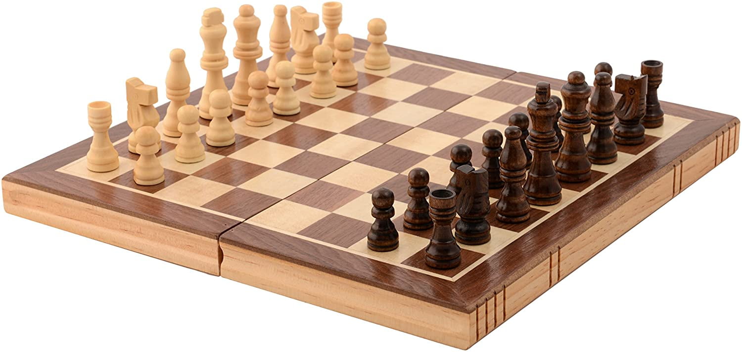 5bc214 Kangaroo's Folding Wooden Chess Set With Magnet Closure for sale online 