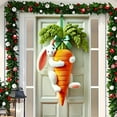 thumbnail image 5 of Easter Carrot Wreath Decoration For Front Carrot Door Wreath Sign Easter Wall Signs Decorations For Home Porch Spring Farmhouse Party Decor Easter Themed Door Flag With Easter Bunny(White) Easter Dec, 5 of 6