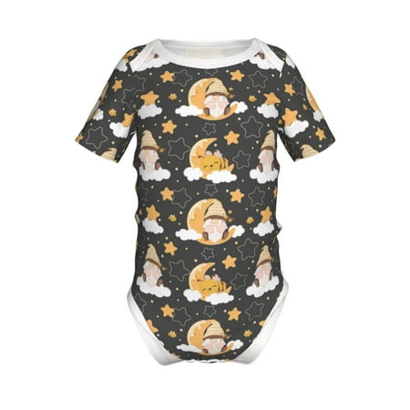

Yiaed Cute Bee Gnome Print Infant Climbing Short Sleeve Onesie One-Piece Baby Bodysuit Clothes 0-12 Months -18 Months