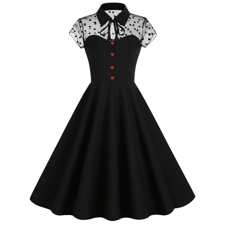Fashion Elegant Polka Dot Patchwork Strap Design Turndown Collar Dresses Fashion Elegant Polka Dot Patchwork Strap Design Turndown Collar Dresses
