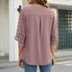 thumbnail image 3 of Camiseta de manga corta suelta con cuello en V sólido informal a la moda para mujer Pompotops  hkajfhjk472066, 3 of 8