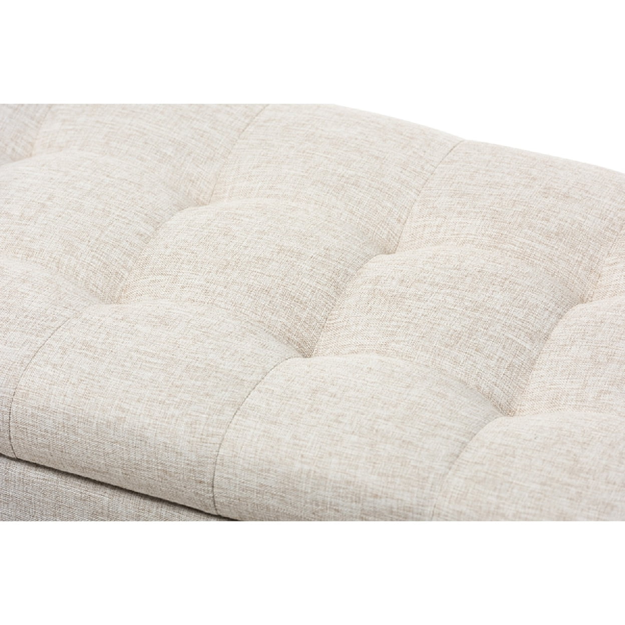 Baxton Studio Roanoke Modern and Contemporary Beige Fabric Upholstered Grid-Tufting Storage Ottoman Bench