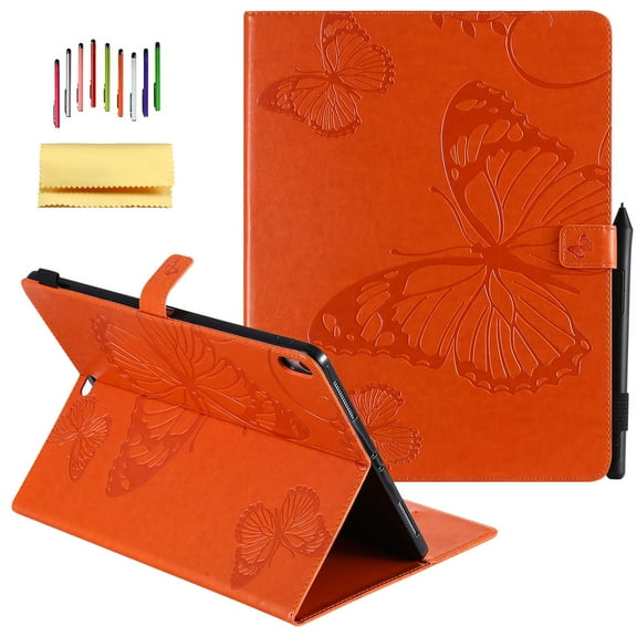 iPad Pro 12.9-inch 2018 Release Case, Allytech Embossed with Butterfly Folio Stand Wallet Case with Cards/Cash Holder [Apple Pencil Charging not Supported] for Apple Pad Pro 12.9" (2018), Orange