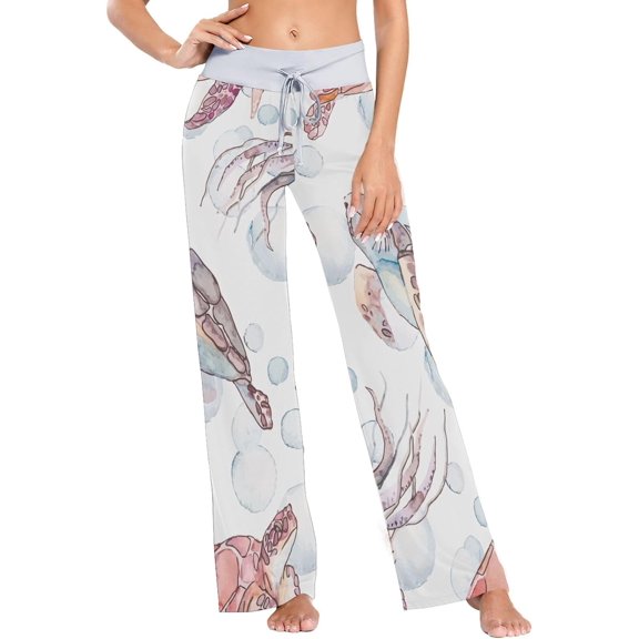 Women's Pajama Pants Turtle Jellyfish Comfy Stretch Sleepwear Essentials womens Lightweight Lounge Terry Pajama Pant, Medium