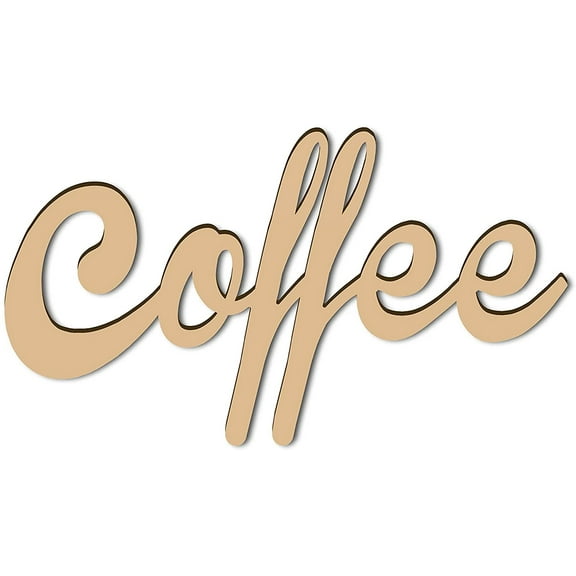 Laser Cut Wood Sign Wall Art Coffee Letter Sign Decorative Wall Sculpture Hanging Decor Unfinished For Housewarming Door Wall Room Decoration 25 x 14 x 0.6cm