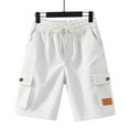 thumbnail image 5 of Havenre Men's Cotton Cargo Shorts Loose Regular Fit Elastic Drawstring Waist Bermuda Shorts Summer Casual Beach Shorts with Pockets White M, 5 of 9