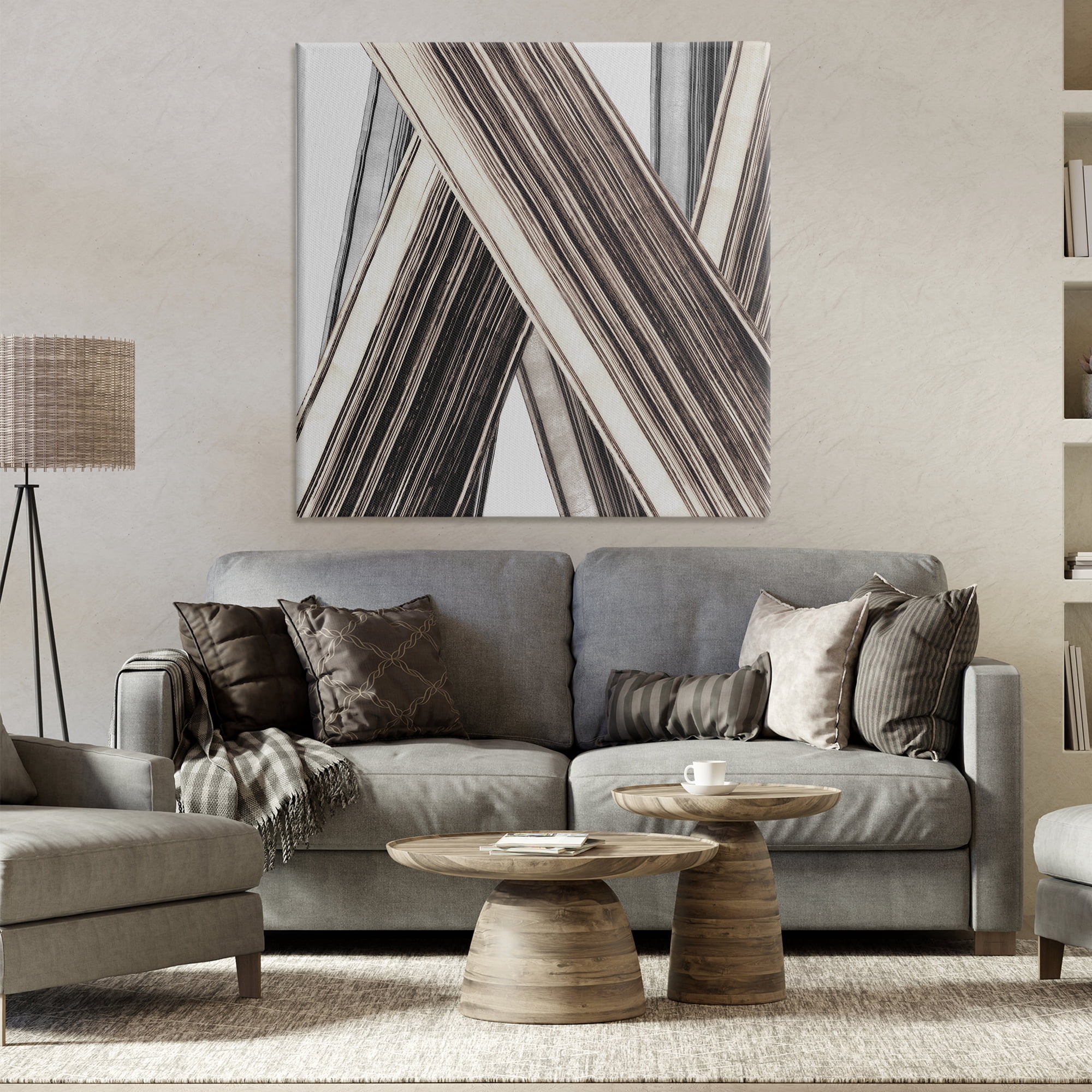 Stupell Industries Intersecting Lines Abstract Abstract Painting Wrapped Canvas Art Print Wall Art, 36 x 36