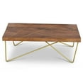 thumbnail image 2 of Bowery Hill Modern Coffee Table in Warm Brown Pine and Brass, 2 of 4