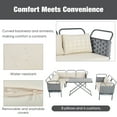 thumbnail image 4 of 5-Piece Patio Sectional Sofa Set Outdoor Woven Rope Furniture Conversation Set with Glass Table and Cushions for Garden Backyard Porch Poolside, 4 of 9