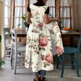thumbnail image 3 of Uootdi Robes Tablier pour Femmes Col Rond Sans Manches Imprimé Floral Poche Robes Maxi Boho Légères Amples Robes Chasuble Cadeau, 3 of 7