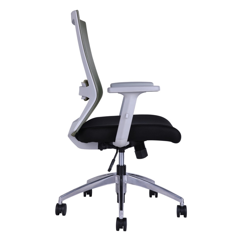 Nelson Ns91gy Mid Back Mesh Office Chair Height Adjustable Arm Rests Lumbar Support Chrome Steel Base Black And Grey