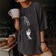 thumbnail image 4 of Las manos y las manos humanas del cráneo gótico oscuro de las mujeres cuentan con un patrón informal de manga corta de verano con estampado retro suelto de manga corta para hombres y mujeres Pompotops hfajkhk138737, 4 of 9