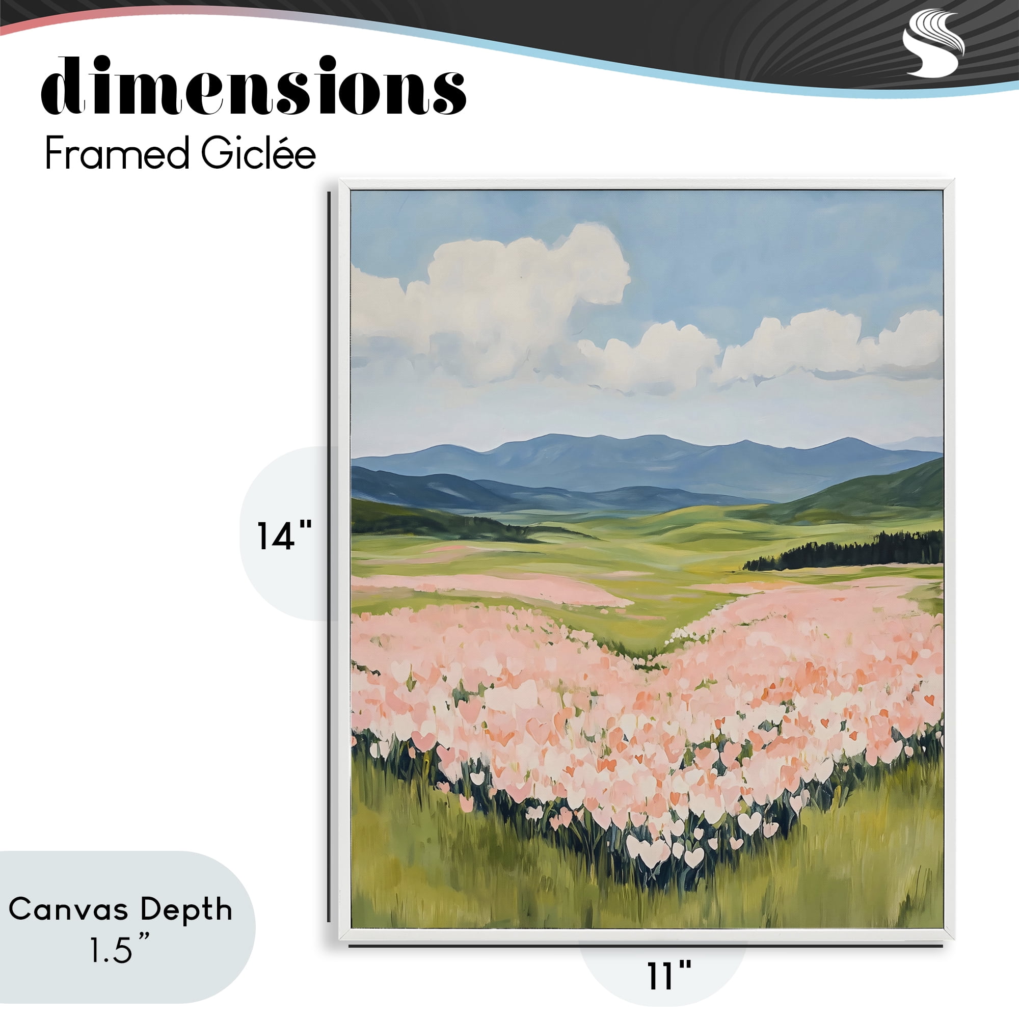 Stupell Industries Heart Shaped Flower Field White Framed Giclee Art, design by The Prints Vibe