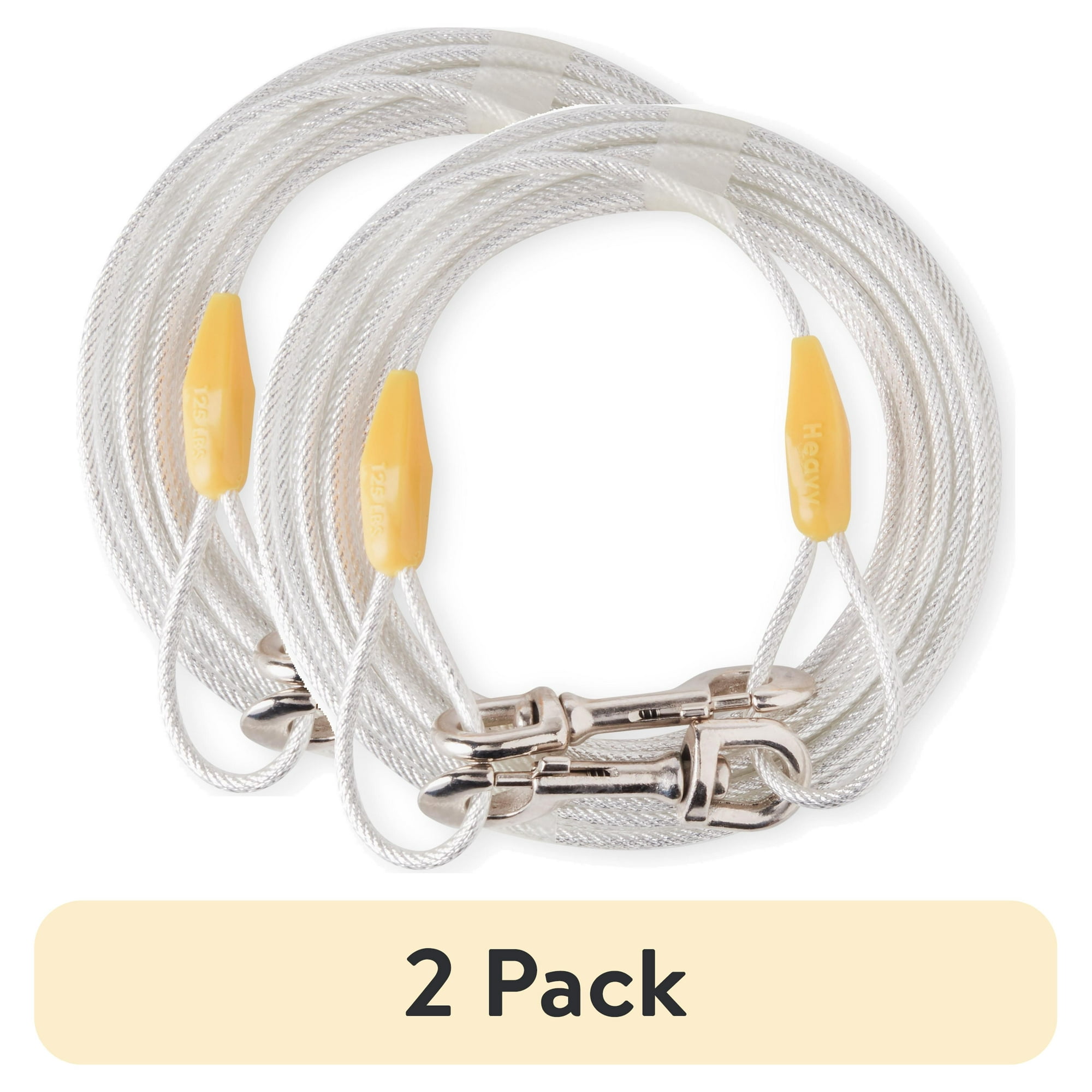 (2 pack) Vibrant Life Reflective Vinyl-Covered Tie-Out Cable for Dogs, XL, 30'