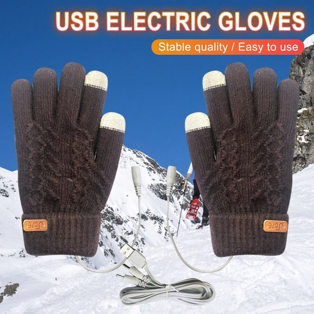 Xihbxyly dias de estreno Guantes calefactables para USB, manoplas calefactables para mujer, cálidos calefactables para doble cara para invierno, manos completas, recargables para USB