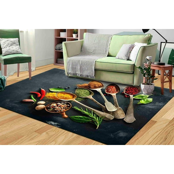 Spices Rugs, Runner Rug, Dining Room Rugs, Modern Rugs, Indian Spices Rugs, Bedroom Rugs, Housewarming Gift Rug, Wedding Rugs, Kitchen Rugs, 2'x3' - 60x90 cm