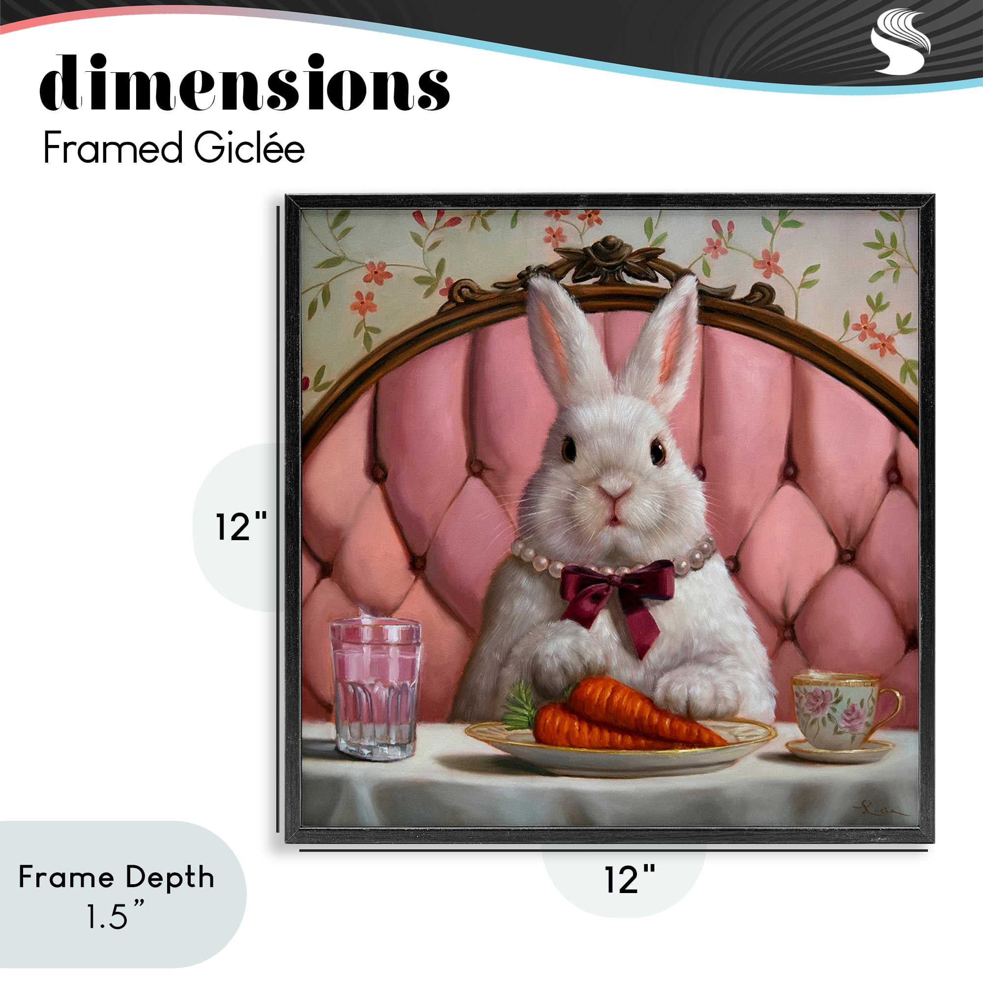 Stupell Industries Bun Appetit Rabbit Dining Black Framed Giclee Art, design by Lucia Heffernan