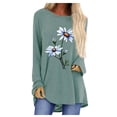 thumbnail image 2 of Abcnature Oversized Plus Size Women Casual Loose Long Sleeve Tops T Shirts Autumn Winter Flower Print High Low Hem T-shirt Ladies Raglan Shirt Tops Pullover Tee Gray XL, 2 of 6