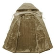 thumbnail image 4 of ohmzyzo Men's Winter Hooded Jackets Multi Pockets Zipper Front Coats Thick Thermal Fleece Lined Coats Slim Work Cargo Jackets for Men Khaki M, 4 of 8