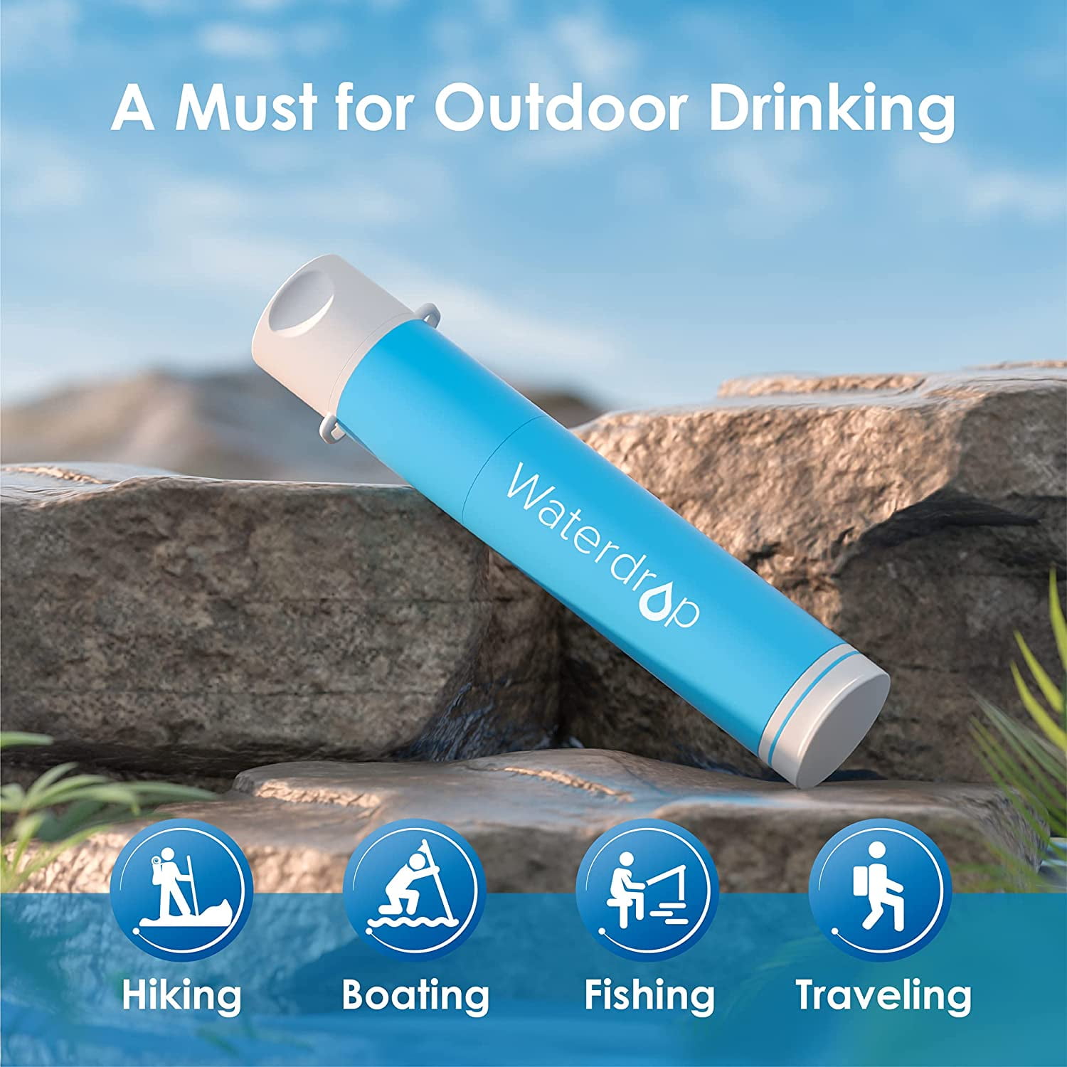 OWIARA Water Bottle with Filter for Drinking, 26 Ounces 3-Stage Water  Filter Bottle for Outdoor Travel Camping Moutaining Backpacking Hiking  (Light