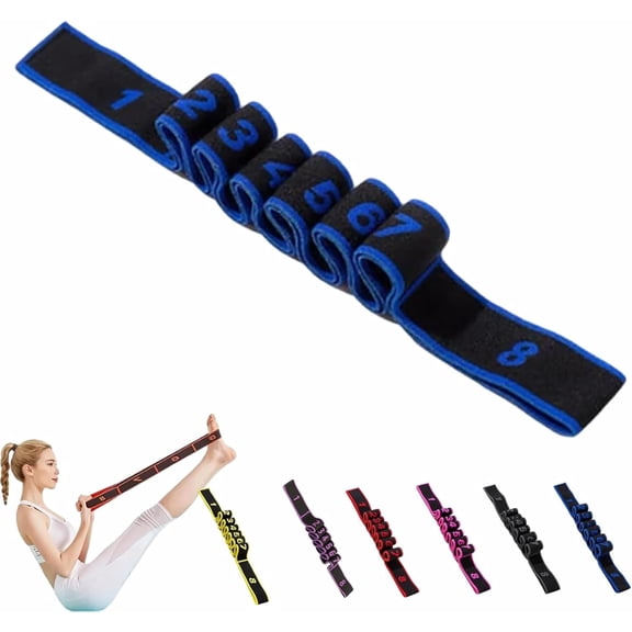 Numbered Resistance Band,8-Section,with clear numeric markings for Stretching, Yoga, Pilates and Fitness Training