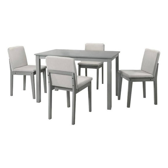 Zory 5pc Dining Table Set with 4 Cushioned Chairs- Beige Burlap- Gray Wood