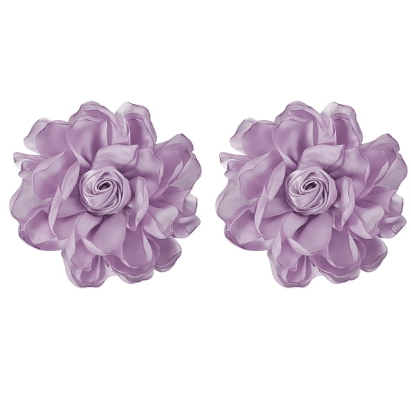 Flowers Hair Clips, Satin Rose Brooch Pin, Floral Brooch Hairpin for Women Wedding, 2 Pack & Grape Purple
