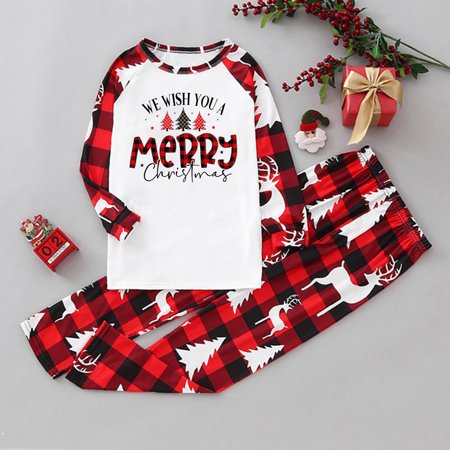 

Christmas Gifts Women Mom Family Christmas Pajamas Cute Christmas Print Pajamas Plaid Holiday Pajamas Set Parent Child Polyester Red S